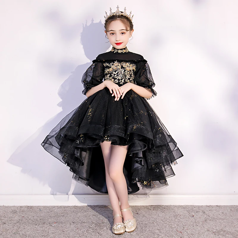 Flower Girl Dresses Princess Lace Bow Sequined Elegant Ball Gown Tiered Knee-Length Tulle Luxury Embroidery Kid Party Dress D245 | Свадьбы и