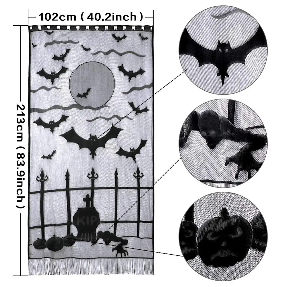 OurWarm черные кружевные реквизиты для Хэллоуина занавески на окно тыква летучая