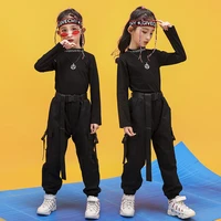 kid hip hop clothing mock neck long sleeve t shirt top streetwear tactical cargo jogger pants for girl dance costume clothes set