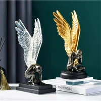 abstract sculpture home decoration accessories resin angel model statues ornament creative golden living room art desk decor