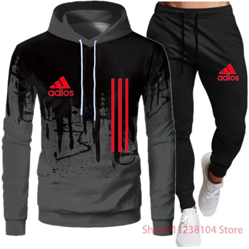 

Men's Hoodie suit, 2-piece running suit, famous brand sports shirt, men's sports pants, winter, 2021