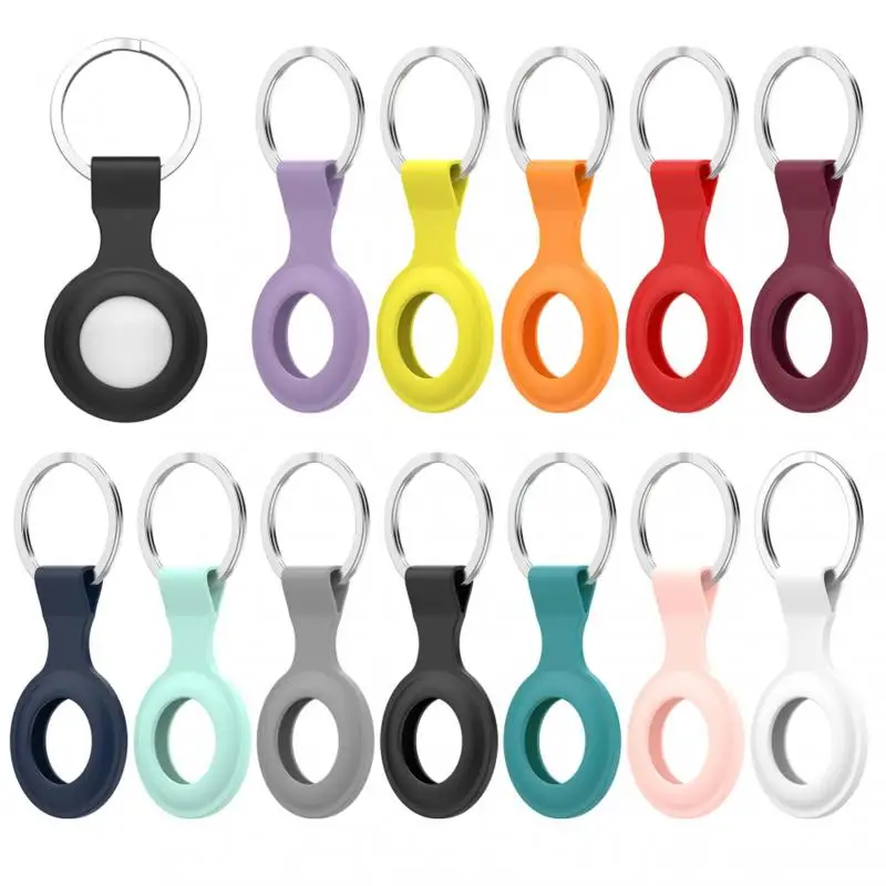 

Silicone Protective Cover For Apple Airtags Locator Anti-lost Device Soft Keychain Protective Sleeve Bumper Case With Buckle