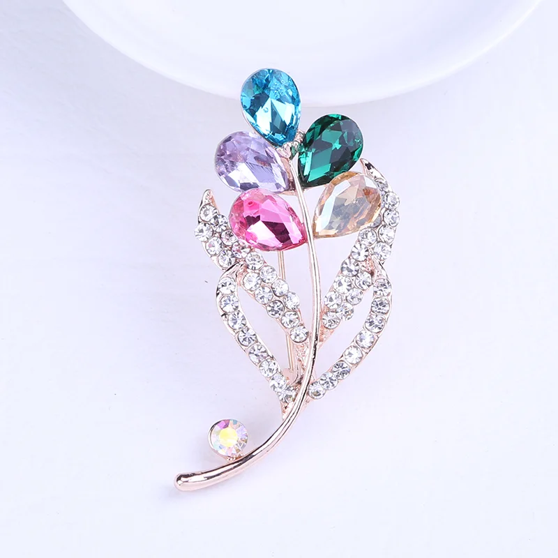 Роскошные женские броши в форме цветка с кристаллами искусственные булавки для
