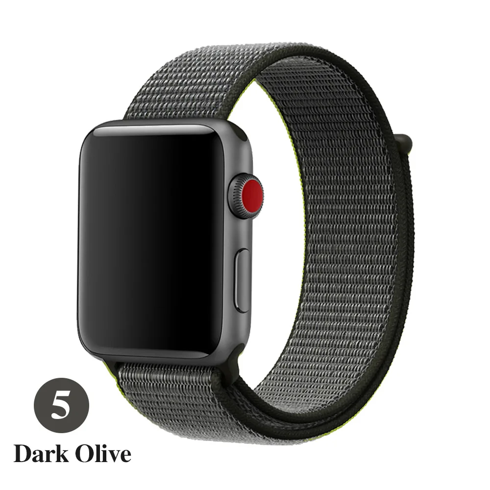 Band For Apple Watch Series 5 4 3 2 1 38MM 42MM watchband Breathable Nylon Strap Sport Loop for iwatch Bracelet 40MM 44MM - Band Color: Olive green