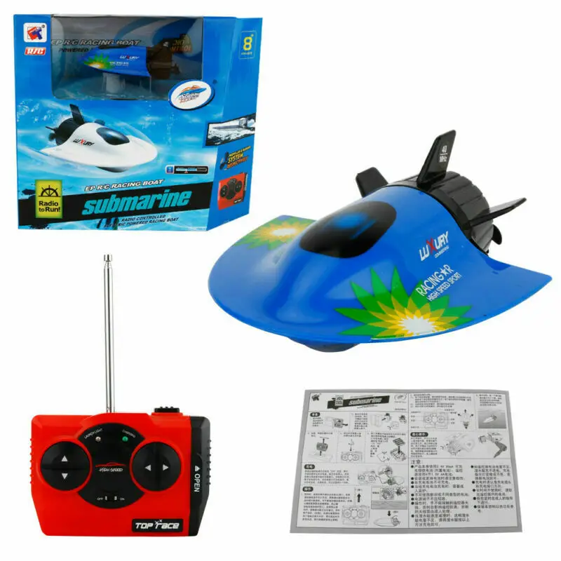 Underwater Sightseeing Model Boat Mini U-Boat RC Micro Submarine High Speed Blue White