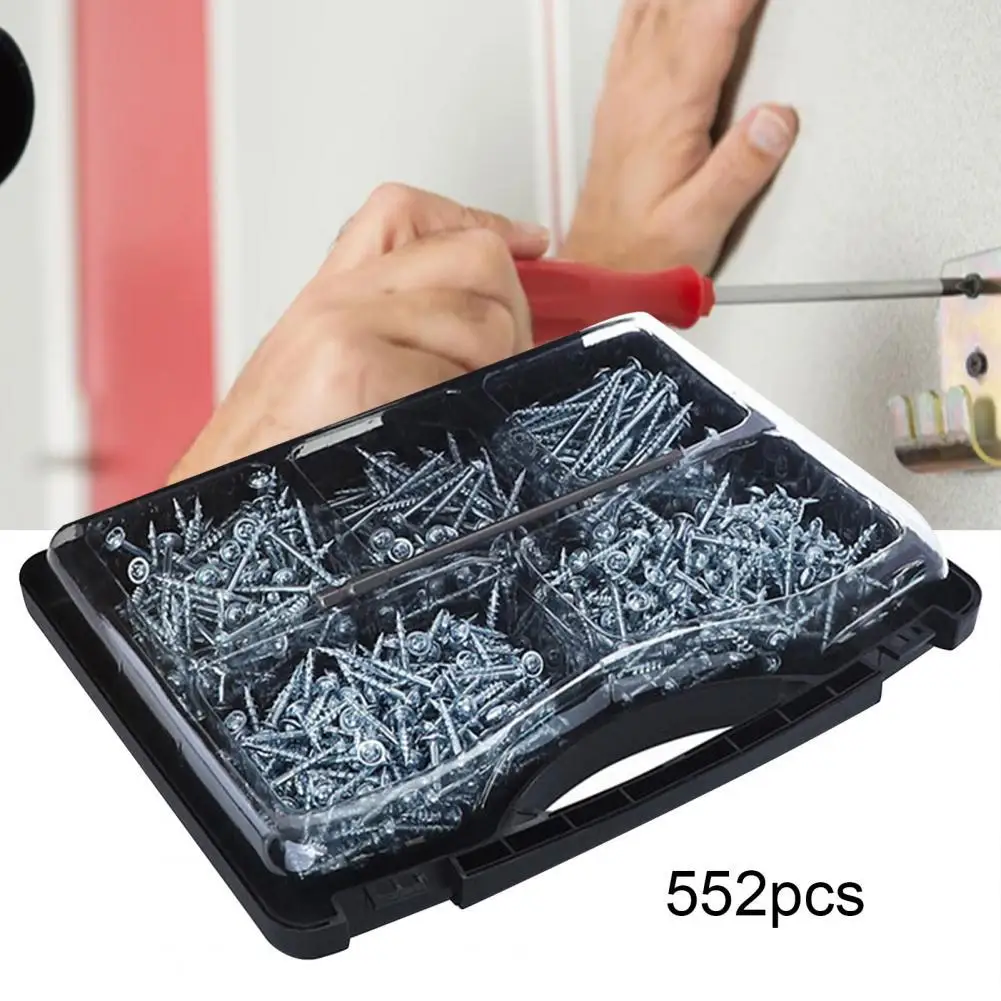 

Аппаратное обеспечение 552 шт./компл. прочные саморезные винты различных размеров с прозрачной резьбой для деревообработки