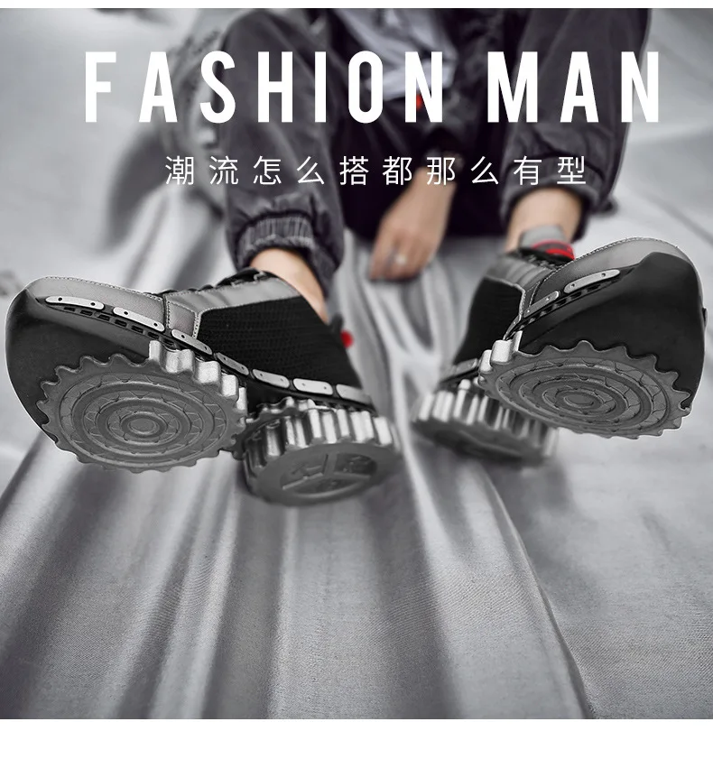 39-45Fashion Casual Shoes Men Lighted Breathable Mesh Sneakers Men Outdoor hip hop Lace Up Non-slip Sapatos de corrida