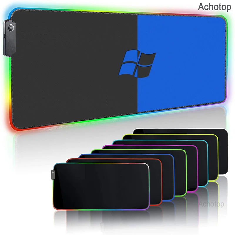 

Anime Microsoft RGB Backlit Large Mouse Pad kawaii gaming accessories Led Computer Mousepad with Backlight For Keyboard Desk Mat