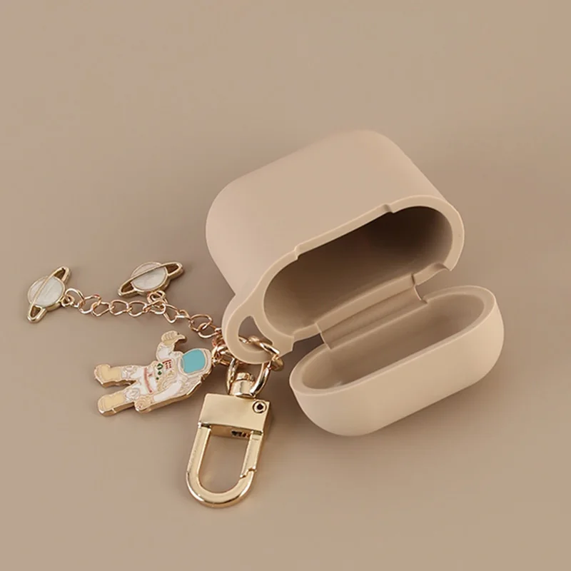 High Quality khaki Роскошный силиконовый чехол с космическим космонавтом для Apple Airpods 1, 2, чехол для аксессуаров, защитный чехол, чехол для наушников, брелок - Цвет: High Quality khaki