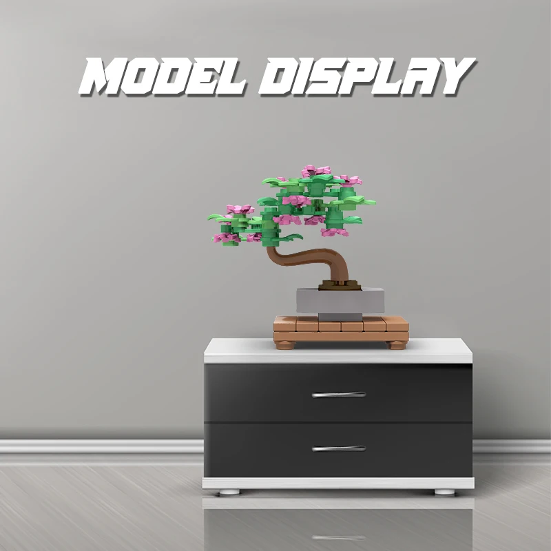 

MOC Mini Bonsai Tree Building Blocks Potted Room Decoration Bricks Ornament Plant Flower Grass Model Game Toys For Children Gift
