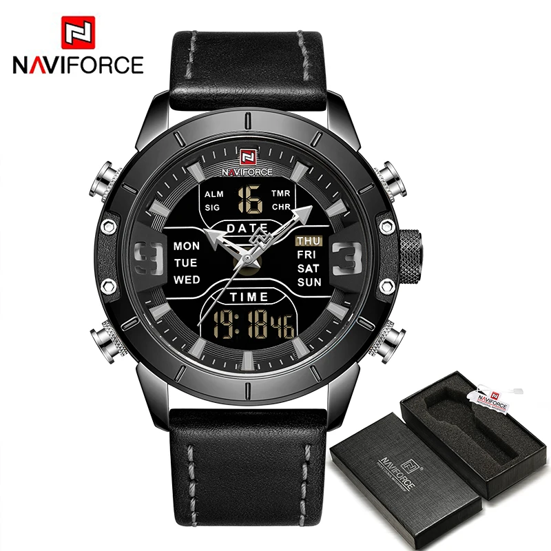 NAVIFORCE мужские роскошные брендовые золотые часы мужские спортивные повседневные кварцевые наручные мужские часы бизнес военные часы Relogio Masculino - Цвет: BGYB BOX