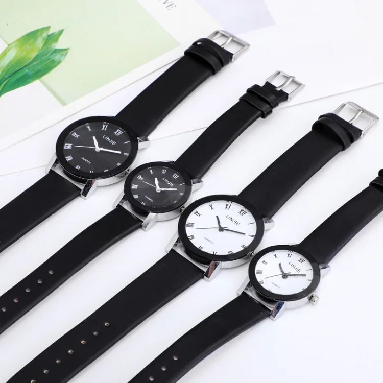 

100pcs / lot fashion lovers watch leisure student belt watch popular Roman scale men's and women's watches
