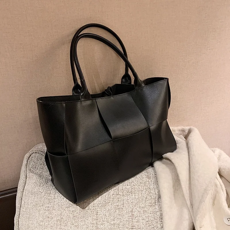 

Women's Designer Handbag High Capacity Shoulder Bags Luxury Brand Large Weave Tote Bag 2021 Winter New High-quality PU Leather