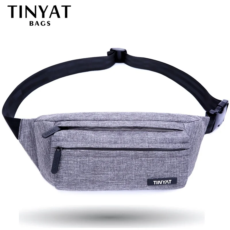 

TINYAT Male Men Waist Bag Pack Casual Functional Money Phone Belt Bag Women Bag for Belt Canvas Hip Bag Fanny Pouch Banana bags
