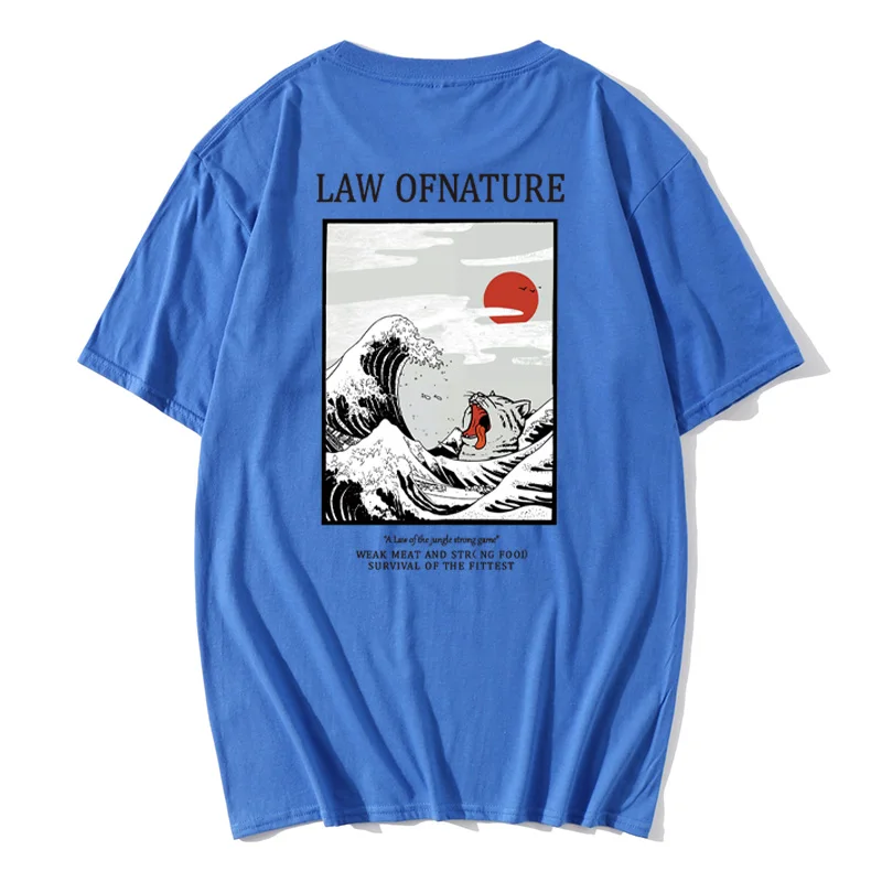 Уличная одежда с японским принтом укиё кота и волн 2020 летние мужские