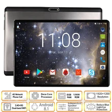 По выгодной цене Android 8,1 DHL ; набор из 10 дюймовый планшет 1920* 1200HD 2.5D закаленное Стекло Deca Core, размер экрана 4 аппарат не привязан к оператору сотовой связи 128 ГБ Встроенная память 5/13MP планшет