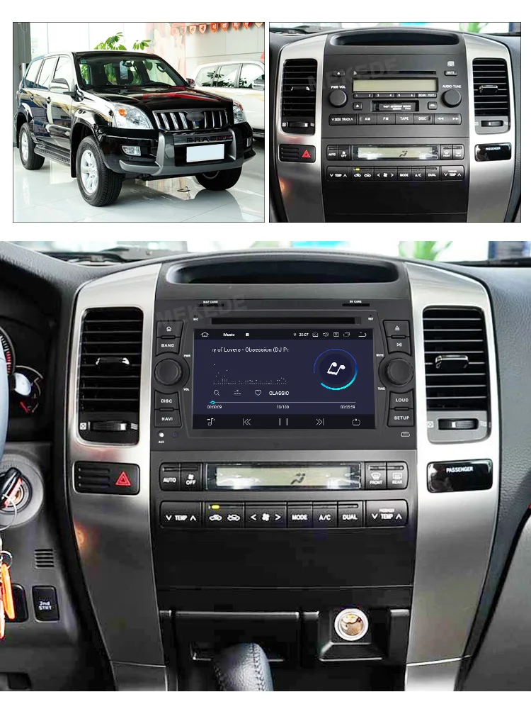MEKEDE Android9.0 4G ram 64G rom RDS автомобильный мультимедийный плеер для toyot prado 120 2003-2009 Автомобильный gps навигатор радио wifi Casstee
