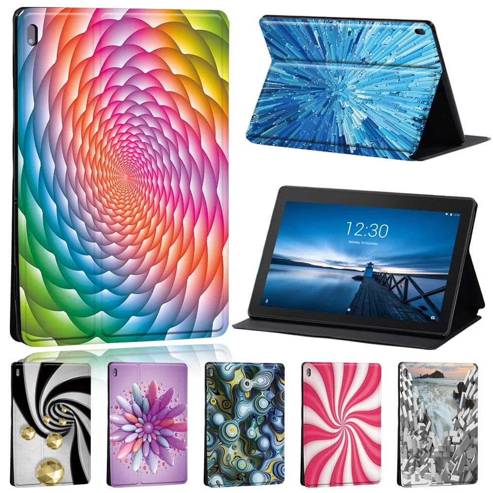 

Case For Lenovo Tab E10 10.1 Inch / Tab M10 10.1 inch Printing PU Leather Stand Tablet Shell Folio Cover + Free Stylus