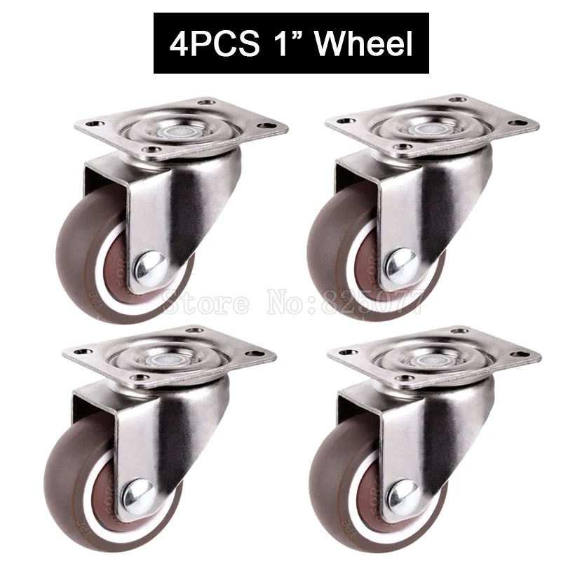 

Brand New 4PCS 1'' Heavy Duty Metal Top Swivel Wheels Tpe Rubber Super Mute Furniture Casters