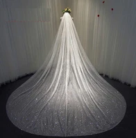 bling bling bridal veils sparkly white champagne long cathedral sequined wedding veil with comb 3x3 5meters 1layer velo de novia
