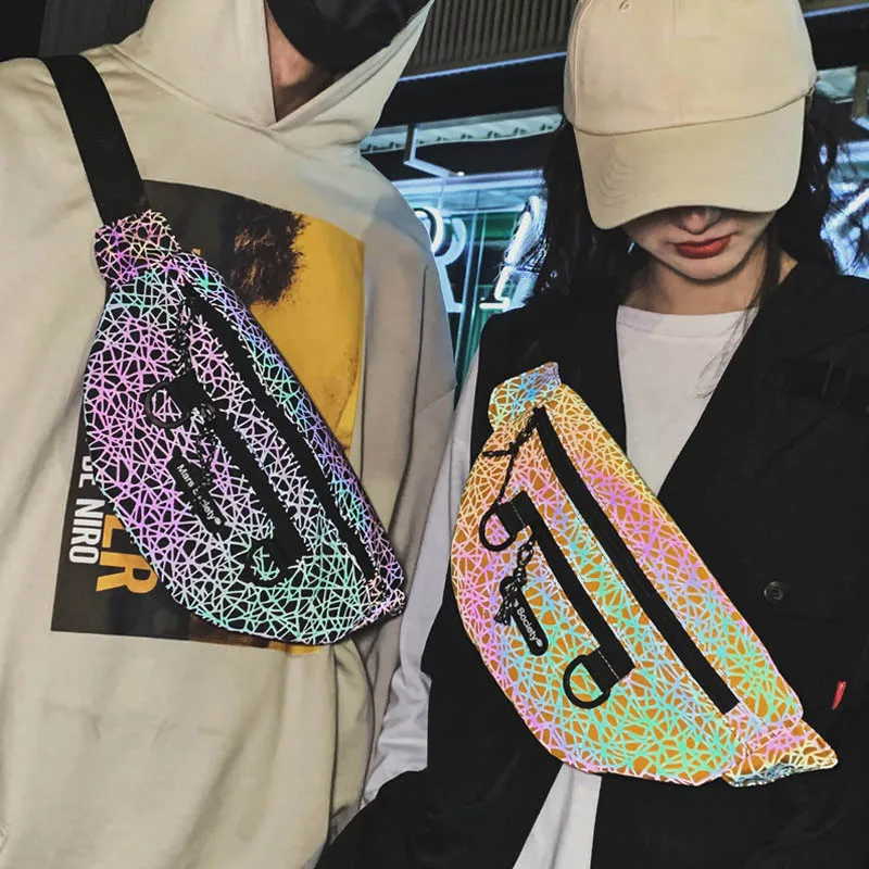 Светоотражающие поясные сумки унисекс модная нагрудная Сумочка через плечо в