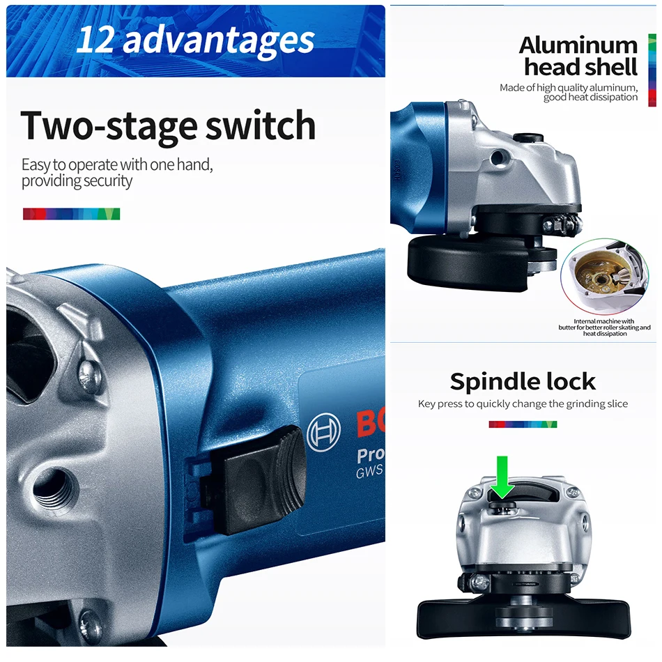 Угловая шлифовальная машина BOSCH шлифовальный станок угловой для металла и дерева