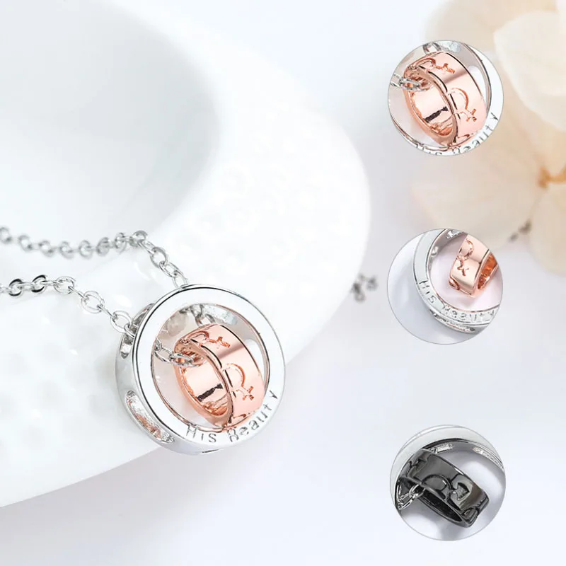 

Fashion Women's S925 Silver Platinum Plated Beauty and the Beast Pendant Personalized Necklace Gift For Lovers Valentine's Day