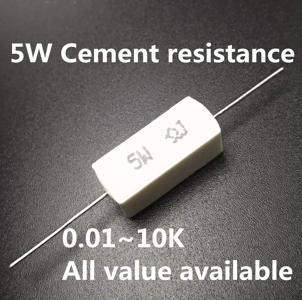 

5pcs 5W 1.5 2 2.2 3.3 4.7 5 5.1 5.6 6 ohm 1.5R 2R 2.2R 3.3R 4.7R 5R 5.1R 5.6R 6R Ceramic Cement Power Resistance Resistor 5%