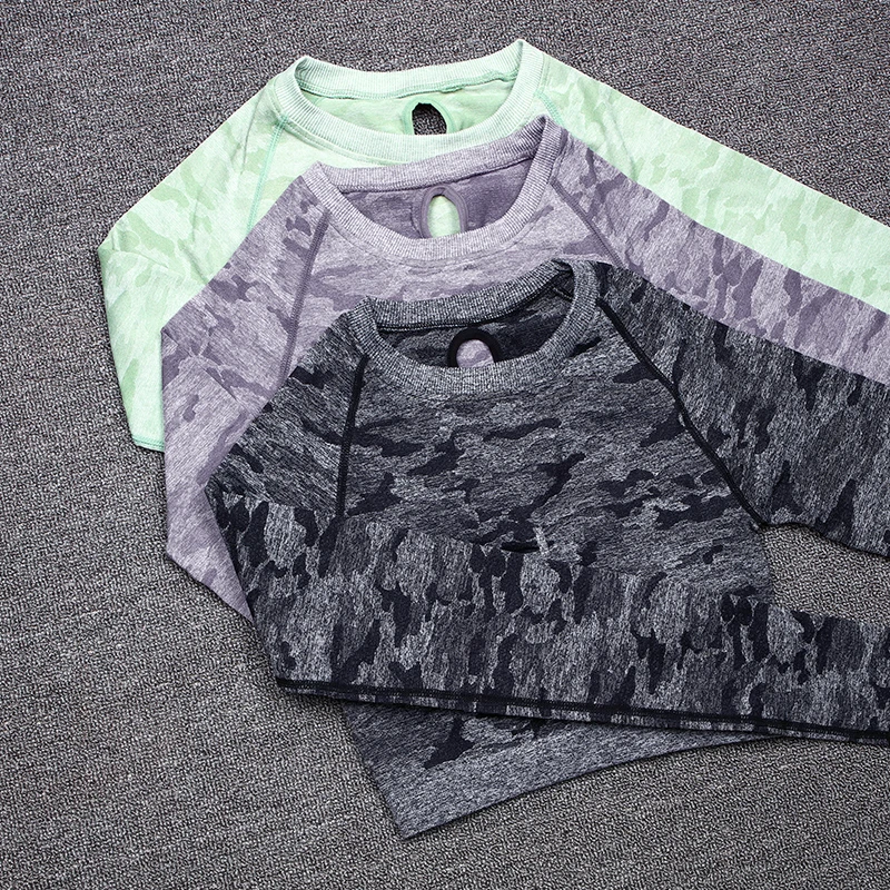 NORMOV 3PCS Camouflage Two Piece Set Women Tracksuit Fitness Crop Top And Leggings Sports Wear Suits |