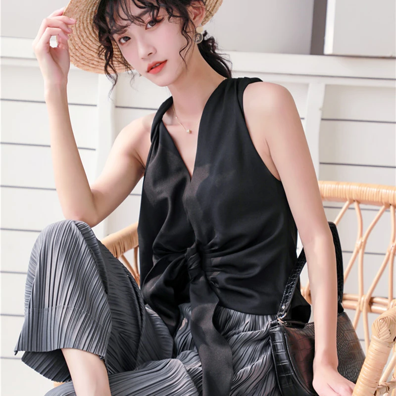 Женский Асимметричный жилет на шнуровке GALCAUR асимметричный с v образным вырезом