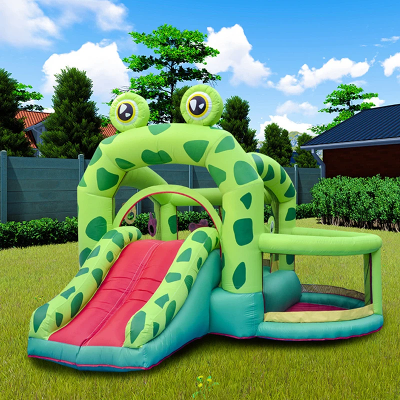 

Giant Outdoor Inflatable Toys Kids Bounceland Castle W/pool Slider Inflatable Frog Bounce House Bouncer Moonwalk With Air Blower