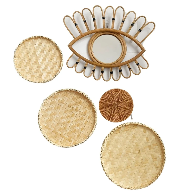 

6 шт. в африканском стиле Бохо Ручной Работы Настенная плетеная корзина чаши Декор