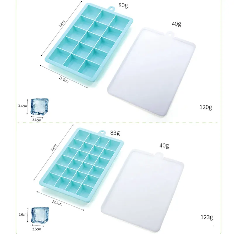 15/24 кубов Пищевой Силиконовый поднос для льда дома с крышкой DIY Форма квадратная
