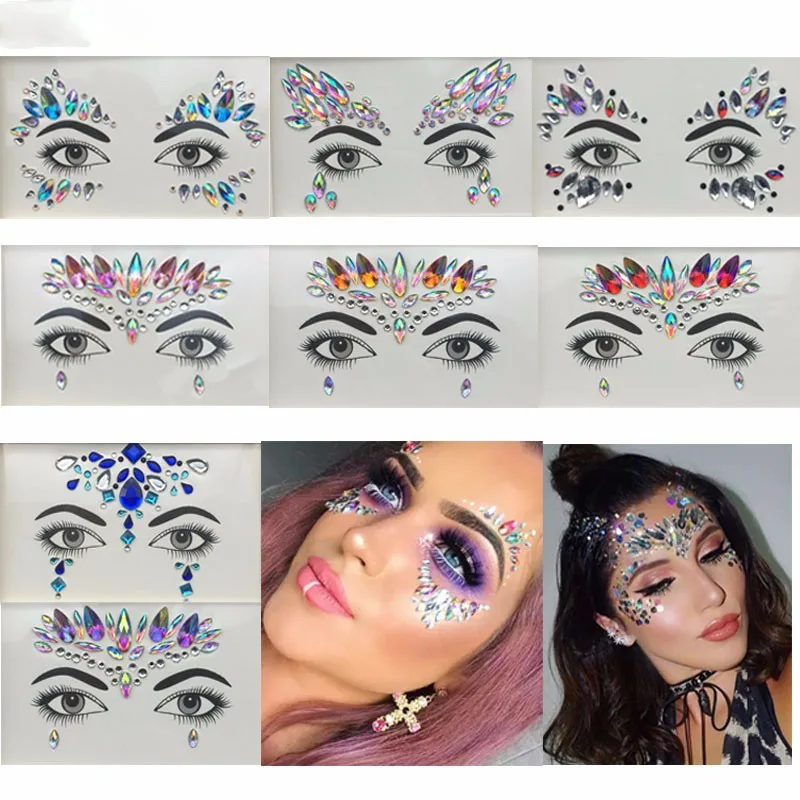 Pulaqi хиппи лицевая наклейка самоклеящаяся Хрустальная стразы украшение для глаз
