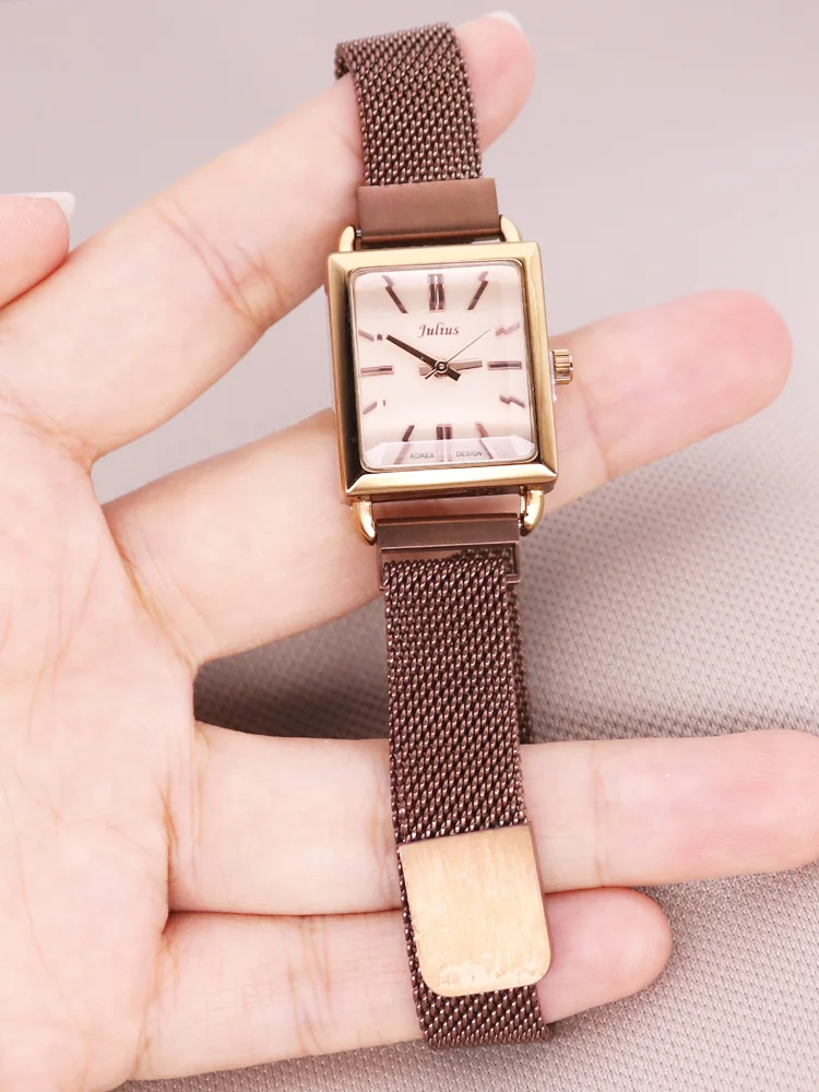 

Женские часы с магнитной пряжкой, японские кварцевые Элегантные Простые Модные Часы из нержавеющей стали, подарок на день рождения для дево...