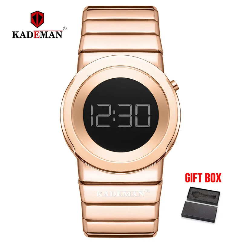rose gold KADEMAN женские модные Лидирующий бренд женские Цифровые Часы повседневные часы на запястье водонепроницаемый стальной браслет Relogio Feminino - Цвет: rose gold