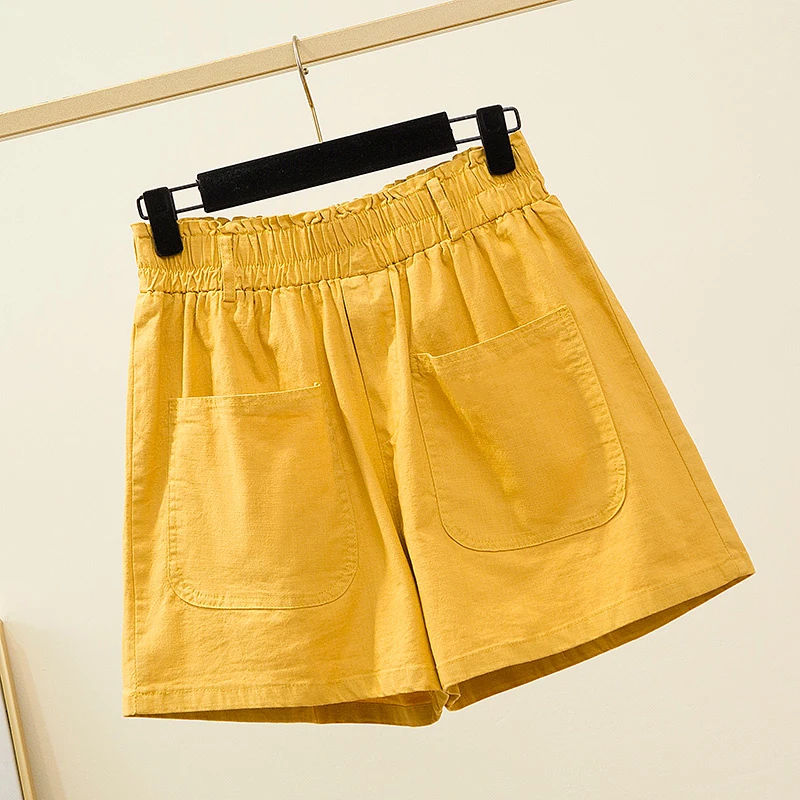 

Women Summer Loose Wide Leg Shorts Fashion Korean Girls Purple Cotton Shorts Elastic Waist Plus Size Shorts L-4XL ropa mujer