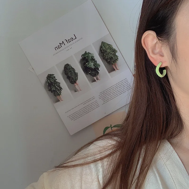 

2021 Summer New Earrings Delicate Green Color Trendy Earring for Women Girls Jewelry Gift