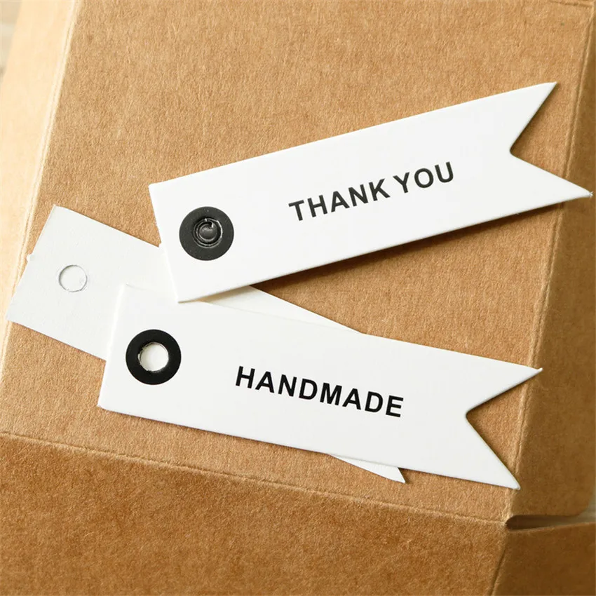 100 шт. белый Бумага теги спасибо ручной работы подарок бирки этикетки с печенья