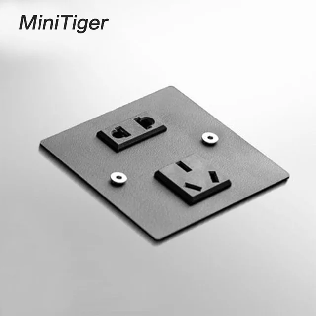 Socket Minitiger 1/2/3 Gang 1 способ/2 Way 86 Тип скандинавском стиле домашняя стенная розетка панель пористый кованого железа рычаг кожа переключатель - Цвет: Socket