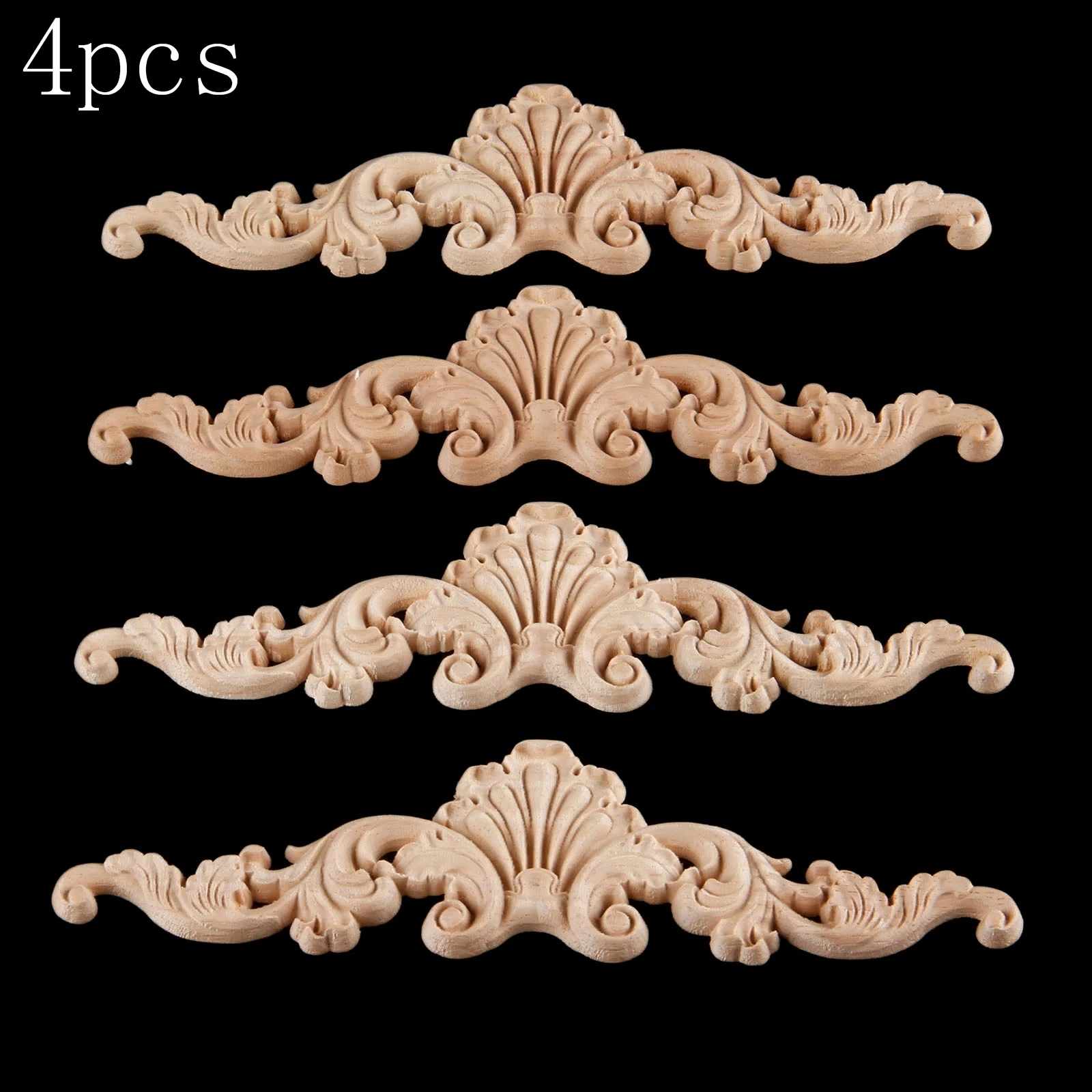 

4Pcs 20*5cm European Style Woodcarving Decal Home Decoration Accessories Furniture Decorative Sculptures Window Door Decor