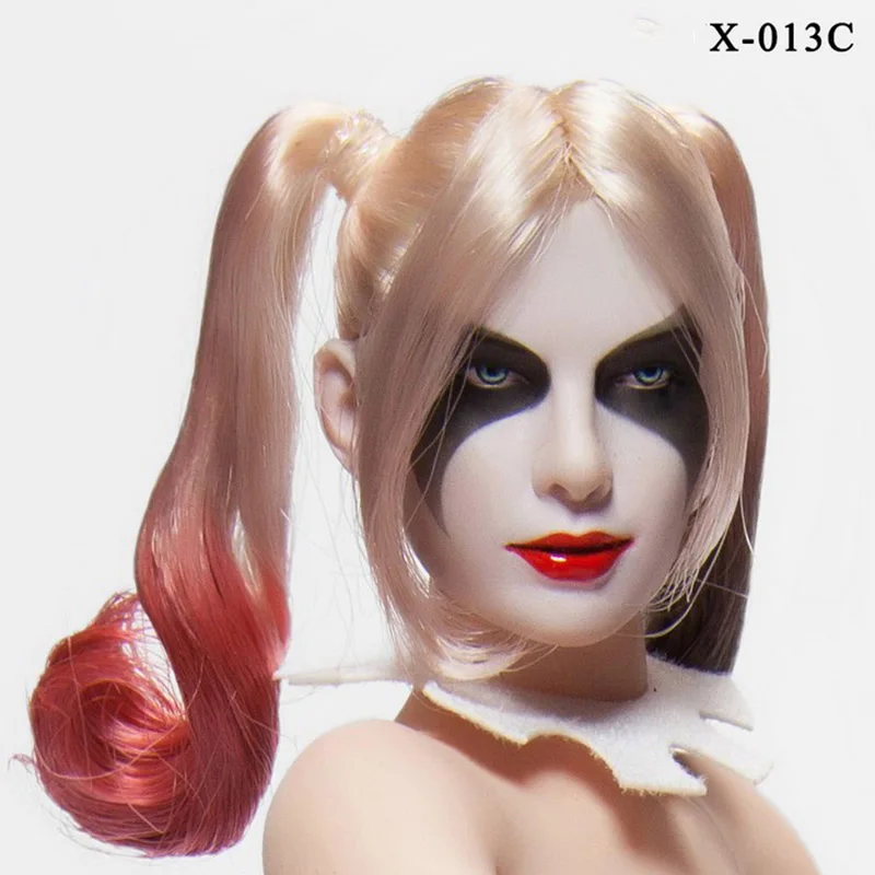 

Женская модель головы клоуна с цветными волосами, модель головы Джокера для экшн-фигурок 12 дюймов, куклы, игрушки для тела