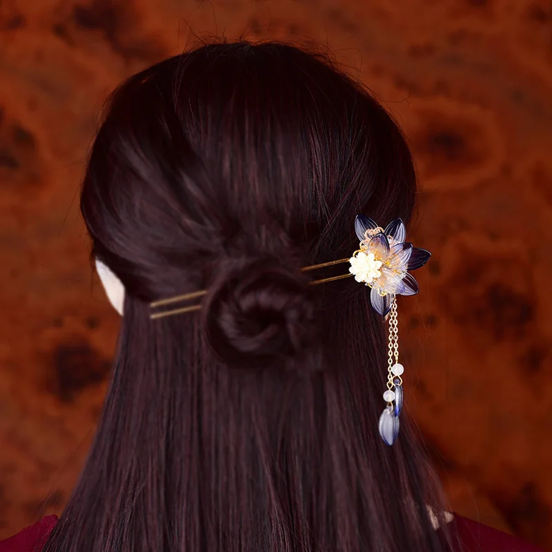 Китайский винтажный цветок Кисточки Шпилька Свадебные аксессуары для волос