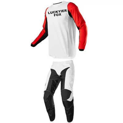 PRIX WHITE BLACK RED LUCKYIER FOX костюм для мотокросса 180 комплект передач Джерси брюки комбо Dirt Bike ATV MX одежда для внедорожных гонок - Цвет: PRIX WHITE BLACK RED