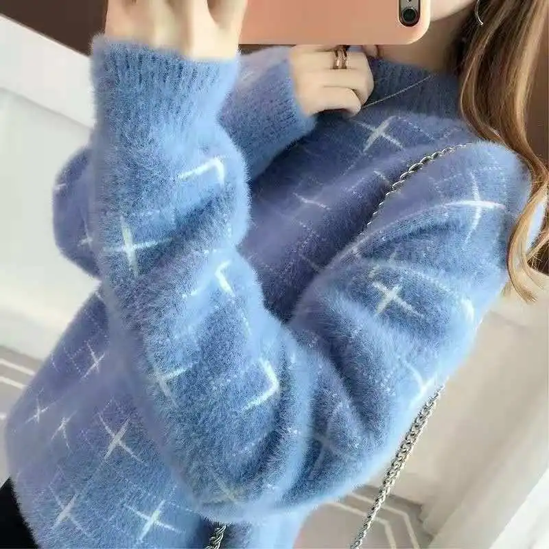 

Woman Sweaters Sweater Women's Top Short Sweater Thick Loose Femme Chandails Pull Hiver