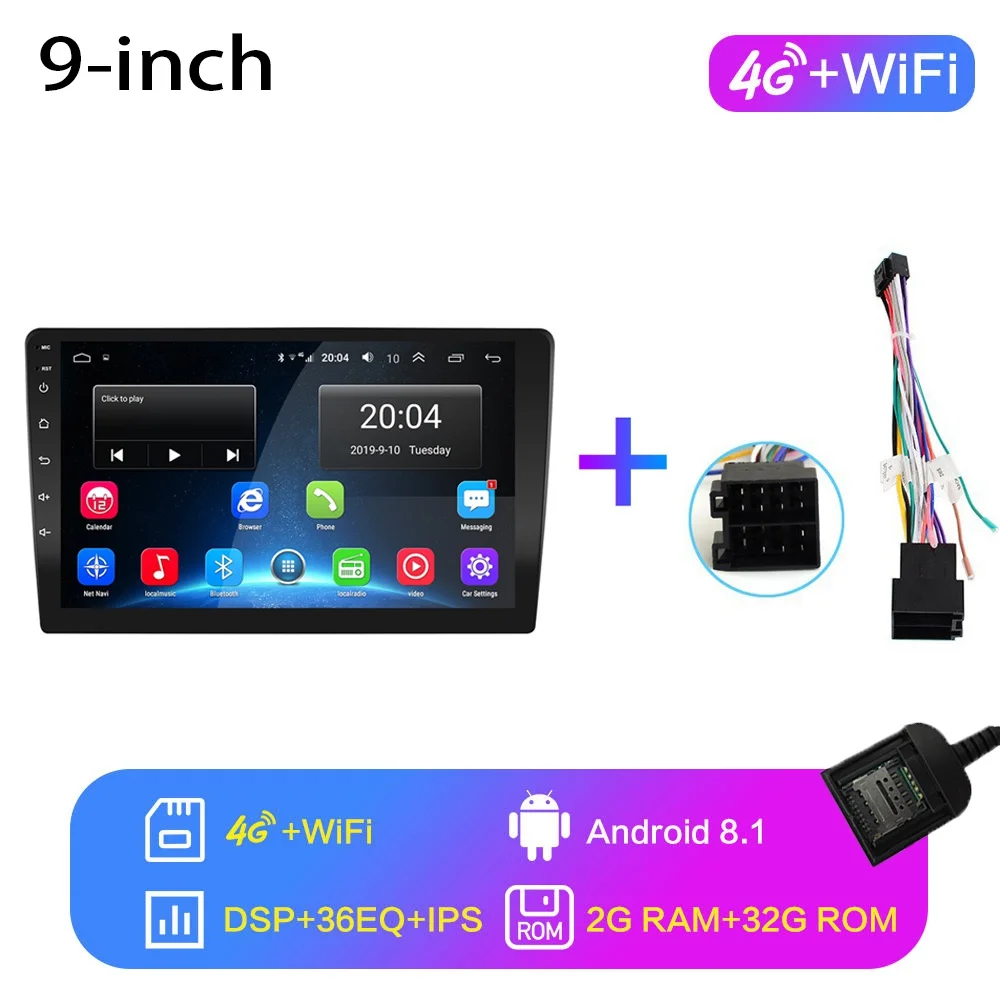 4G-WIFI 2G-32G 2G+ 32G 2din Android 8,1 GO Автомобильный мультимедийный видео плеер 9 дюймов универсальный автомобильный Радио gps навигация wifi плеер, без DVD - Цвет: 4G-WIFI 2G-32G