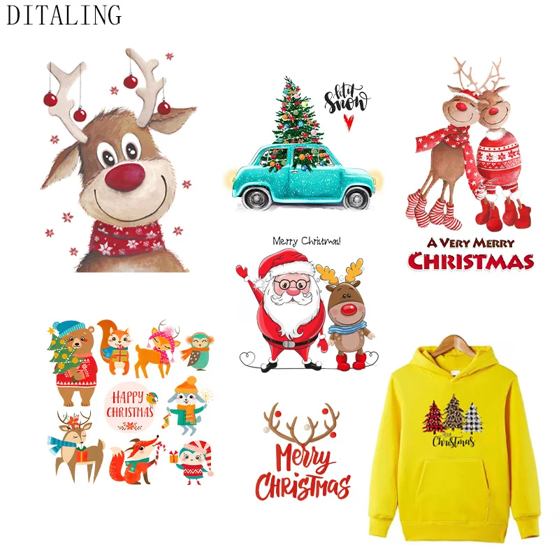 Нашивка для одежды термонаклейка на футболку Рождественская нашивка