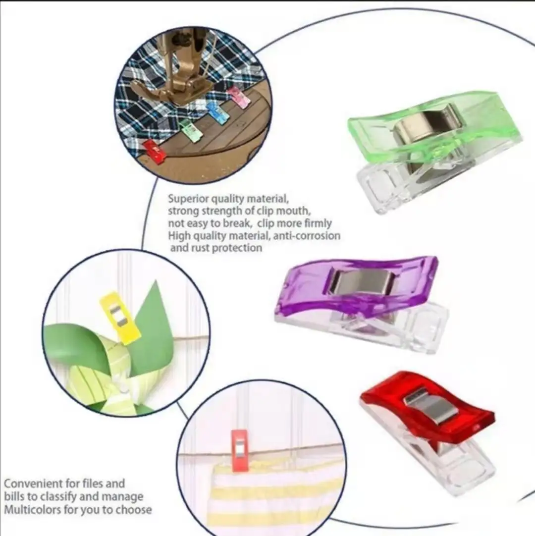 

10/20/50PCS Sewing Clip Plastic Clamps Quilting Crafting Crocheting Knitting Safety Clips Assorted Colors Binding Clip Paper