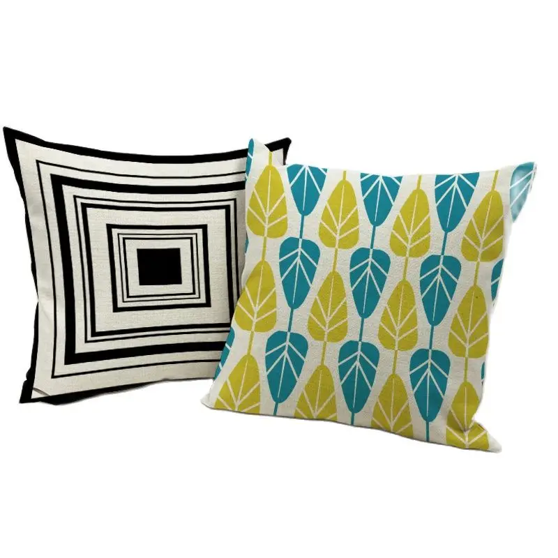 

Желтый и синий лист диванных подушек shevron осенние Декоративные Чехлы на подушки листья деревьев Спальня диванных подушек Чехлы домашний те...