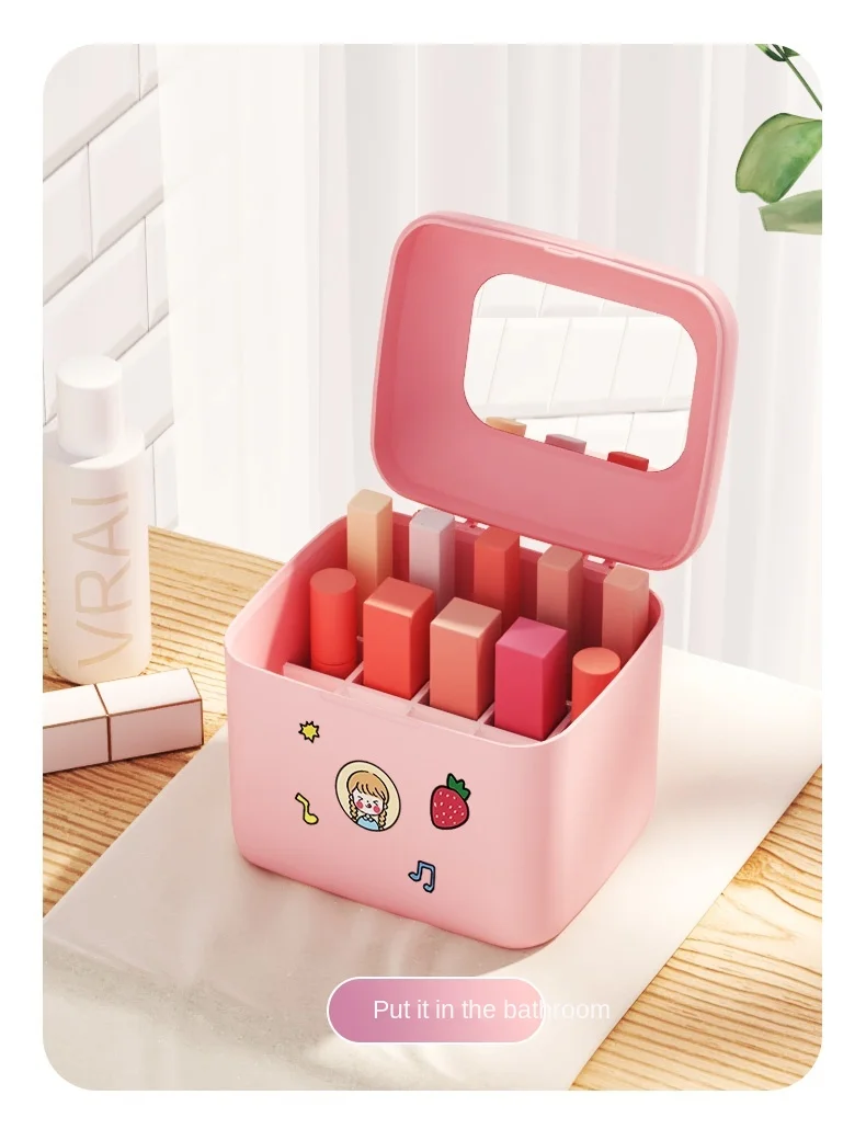 

Ящик для хранения с губной помадой, многоярусный маленький чехол для губной помады, лаковый портативный Ins, маленькая коробка для хранения в...